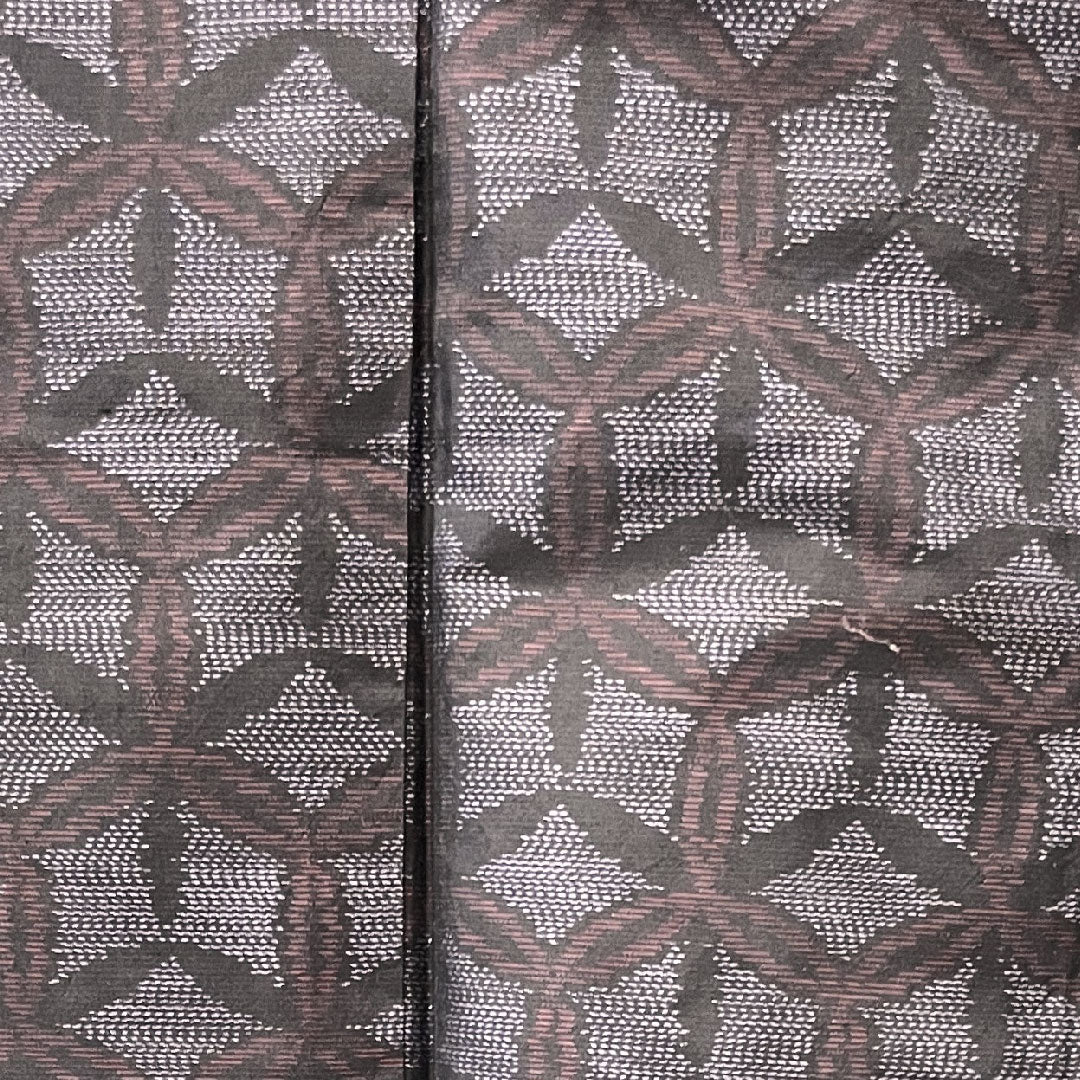 Oshima Tsumugi, Length 160cm, Sleeve length 63.5cm, Weft Kasuri, Shippo, Pure Silk, A Rank, Lined, Black, 1116002583410