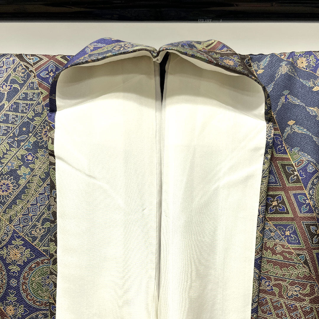 Komon, Length 153cm, Sleeve length 61.5cm, Awase, Saito Sansai, Sarasa pattern, Pure silk, S rank, Gradation, 1115002892299