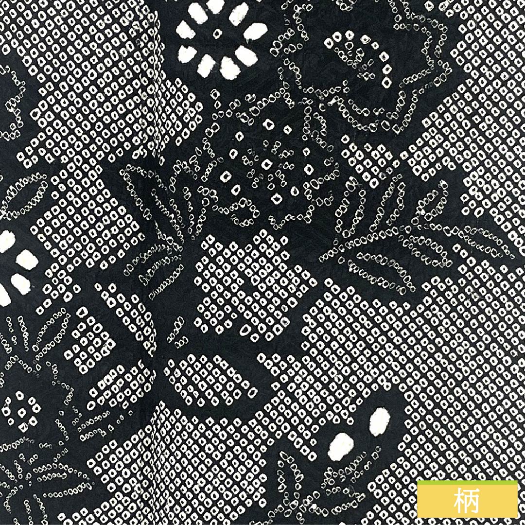 Homongi, pure silk, lined, length 165cm, sleeve length 66cm, all-dyed, floral pattern, A rank, black, 1112006033510
