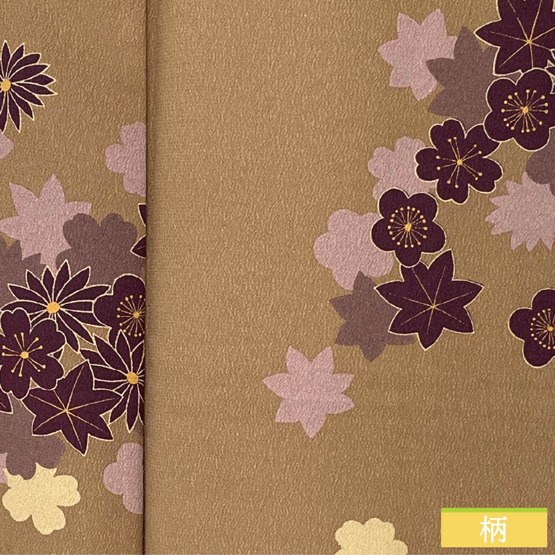 Small pattern, polyester, length 164.5cm, sleeve length 66.5cm, lined, hunting tiger brown (rakko brown), fukiyose, washable kimono, S rank, brown, 1115005802414