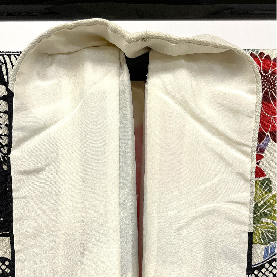 振袖 身丈160cm 裄丈63cm 袷 京紅型 松竹梅 青海波 正絹 Aランク 白系 1113000793411