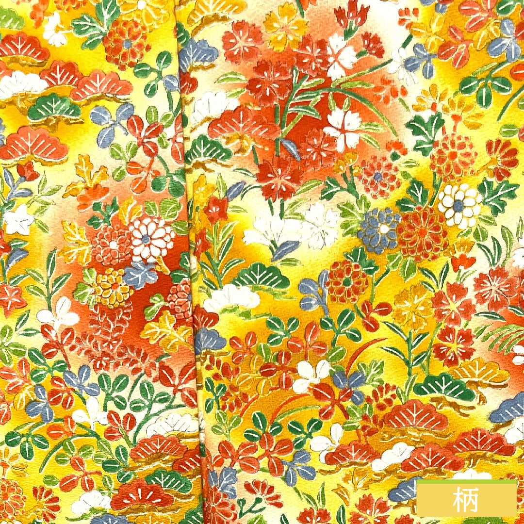 小紋 正絹 身丈158.5cm 裄丈64cm 袷 草花模様 Sランク グラデーション系 1115003812399