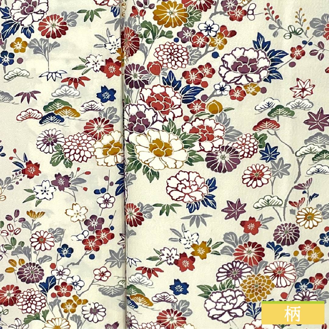 小紋 正絹 Sランク 身丈165.5cm 裄丈65cm 袷 生成り色(きなりいろ) 京友禅 草木 花 白系 1115007052511