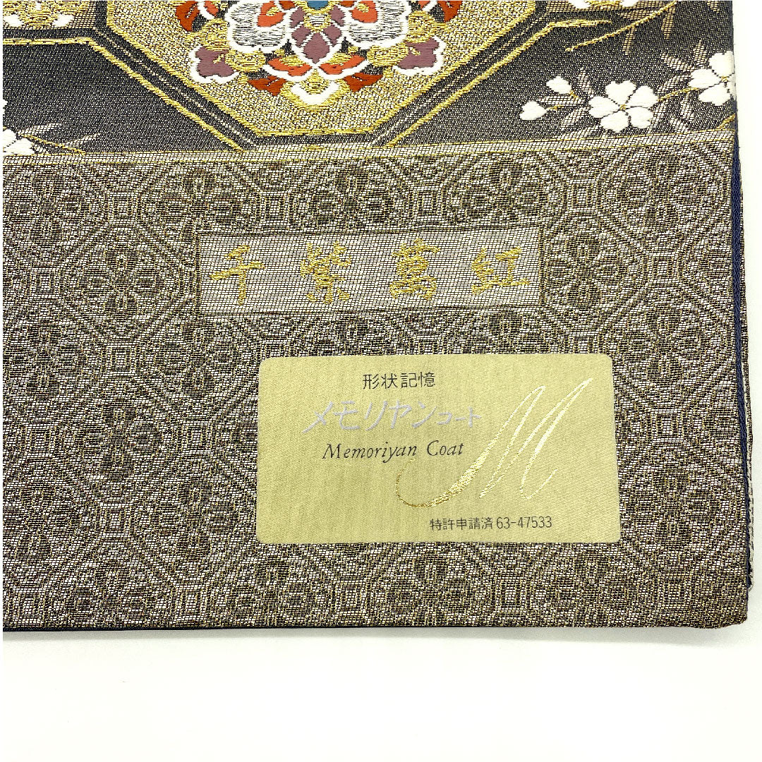 【未仕立】袋帯 正絹 NEWランク 全通全景 三十六歌仙文様 千紫萬紅 帯丈454cm 全通 フォーマル グレー系 1123003581422