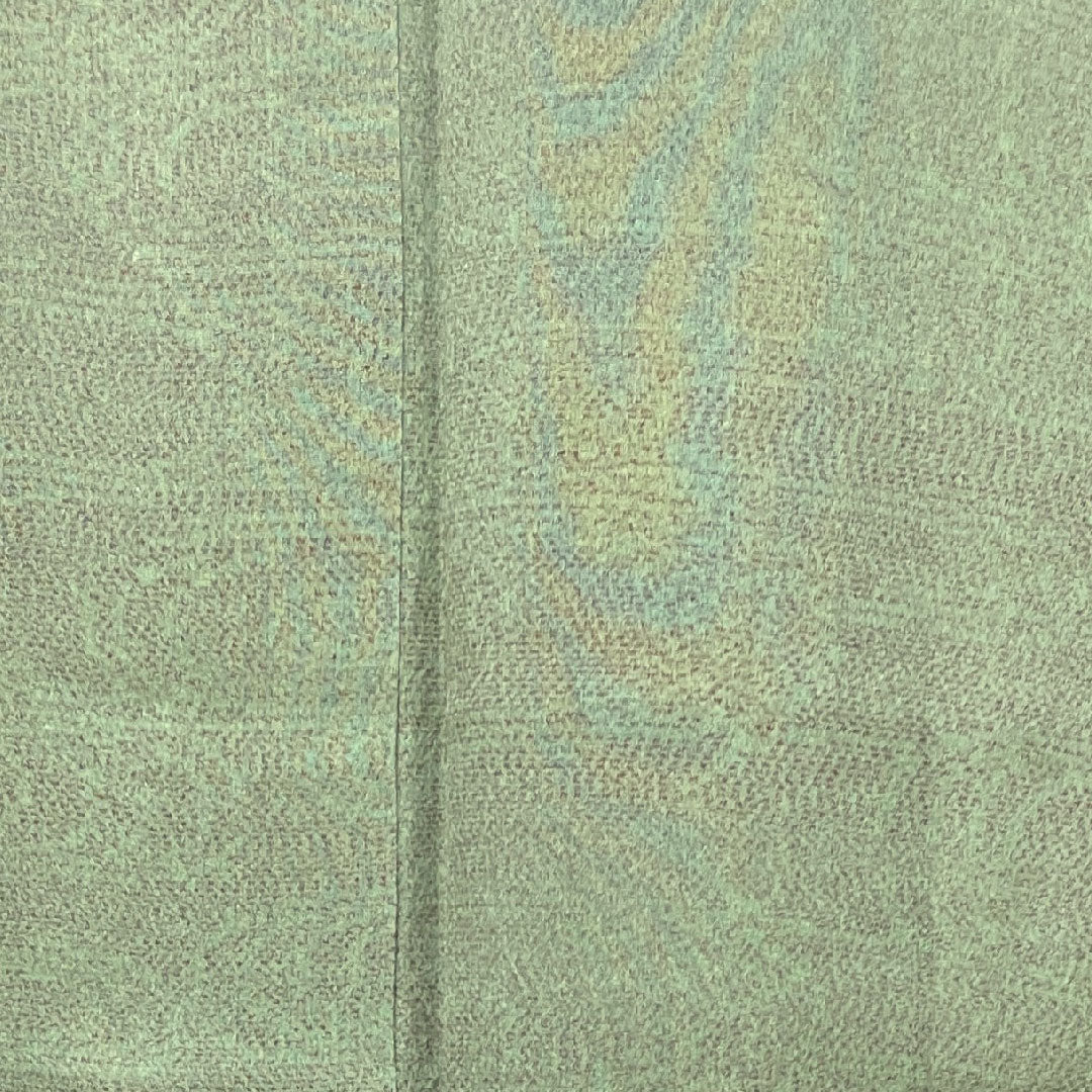 Summer pure silk tsumugi Length 159cm Sleeve length 62cm White-green color Geometric pattern Gauze S rank Green 1132001772319