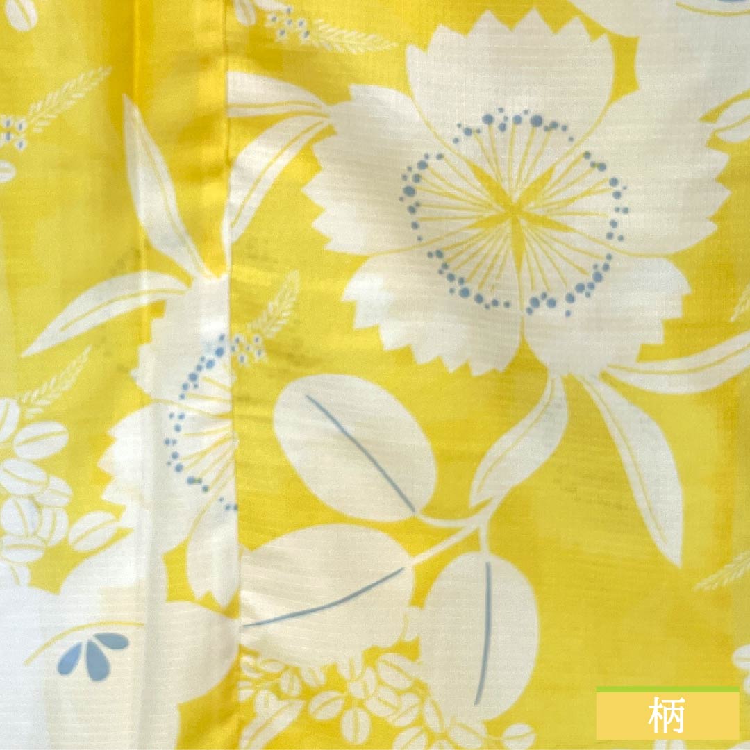 (新品未使用品) 浴衣 ポリエステル 身丈167.5cm 裄丈65cm NEWランク 単衣 黄系 黄色 花柄 桔梗 萩 1118005741523