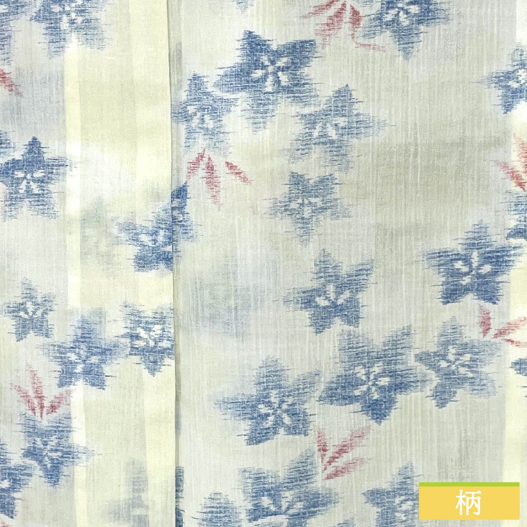夏物 麻 紬 Sランク 身丈158.5cm 裄丈64cm 白百合色(しらゆりいろ) 夏上布 縮 花柄 紗 白系 1132003622311