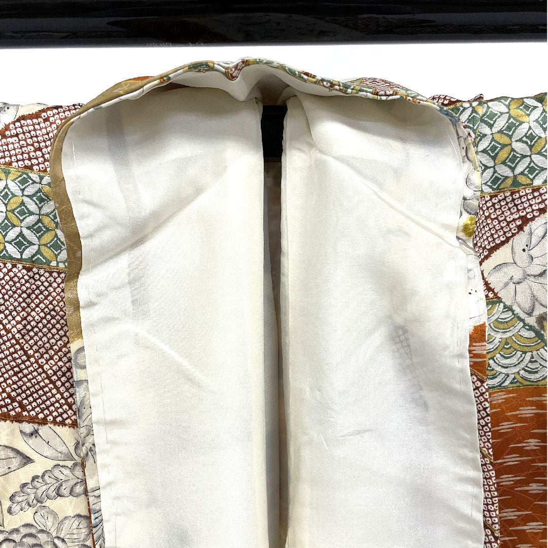 小紋 身丈157cm 裄丈65.5cm 袷 辻ヶ花 七宝 染疋田 正絹 Aランク クリーム系 1115001993315