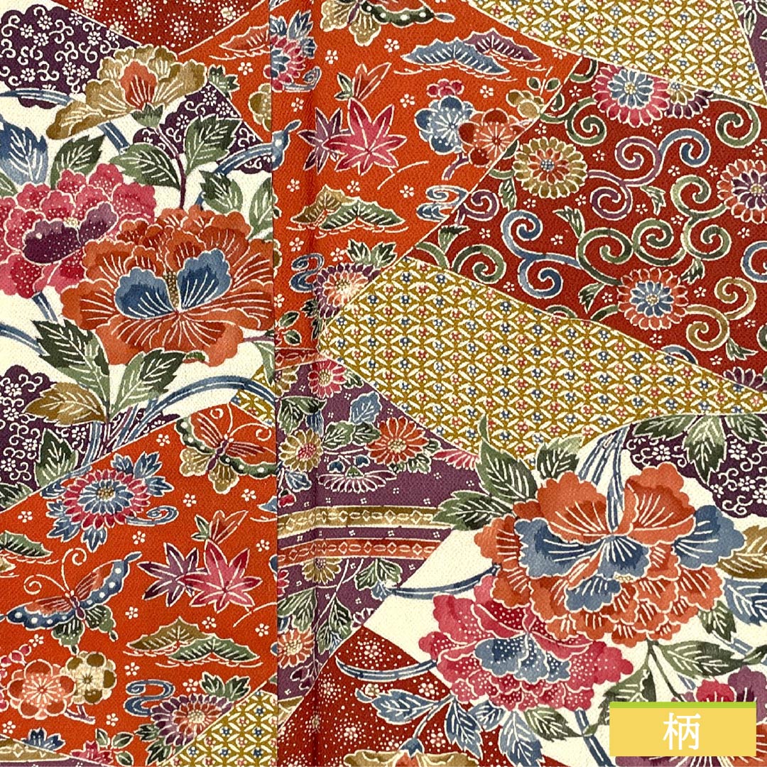 小紋 正絹 Sランク 身丈163cm 裄丈67cm 袷 京紅型 割付文様 紅型調 草花 グラデーション系 1115007342499