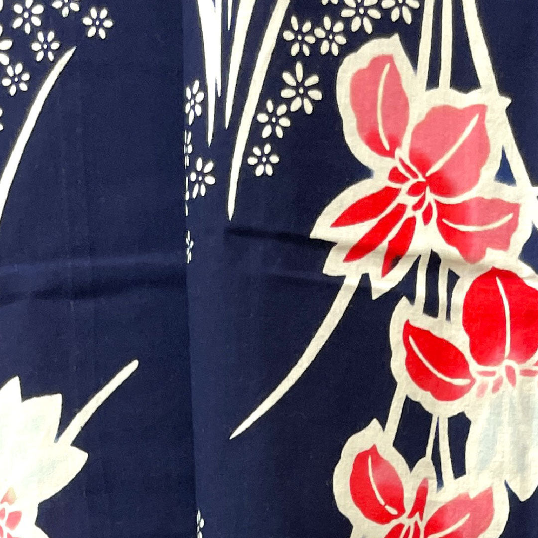 浴衣 濃紺色 菖蒲 木綿 Sランク 単衣 身丈152cm 裄丈67.5cm 紺系 1118002462218