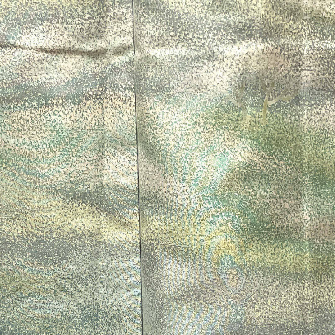 Homongi, pure silk, lined, length 161cm, sleeve length 62.5cm, bean blue, Ushiku Tsumugi, abstract pattern, A rank, green, 1112003263419