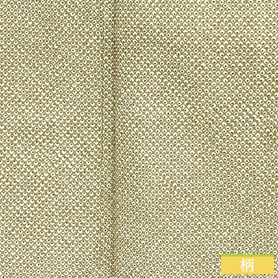 Small pattern, polyester, length 167cm, sleeve length 68cm, lined, light indigo, washable kimono, dyed Hikita, with basting thread, unused, S rank, green, 1115004792519