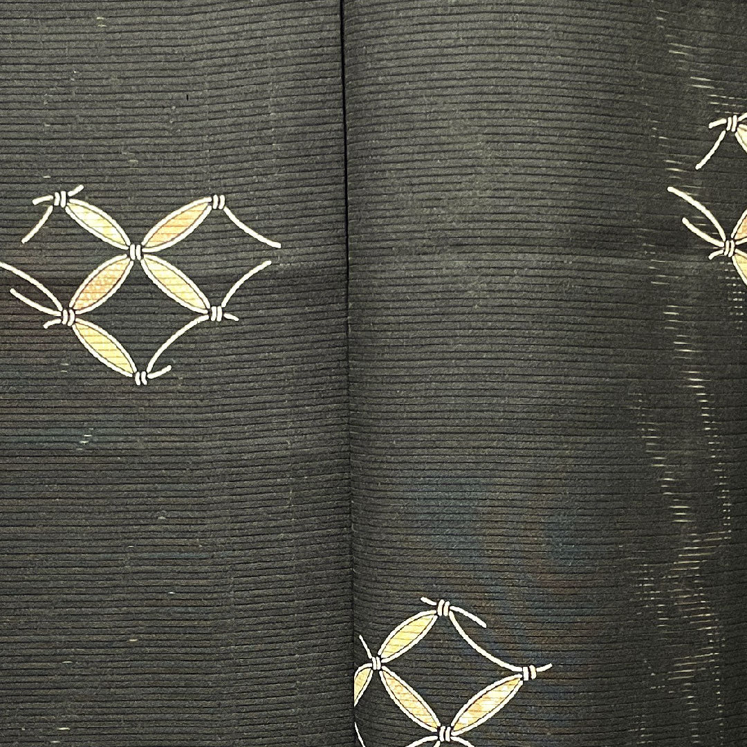 Summer item, pure silk, small pattern, length 157.5cm, sleeve length 65cm, Shippo, silk, S rank, black, 1132001522310