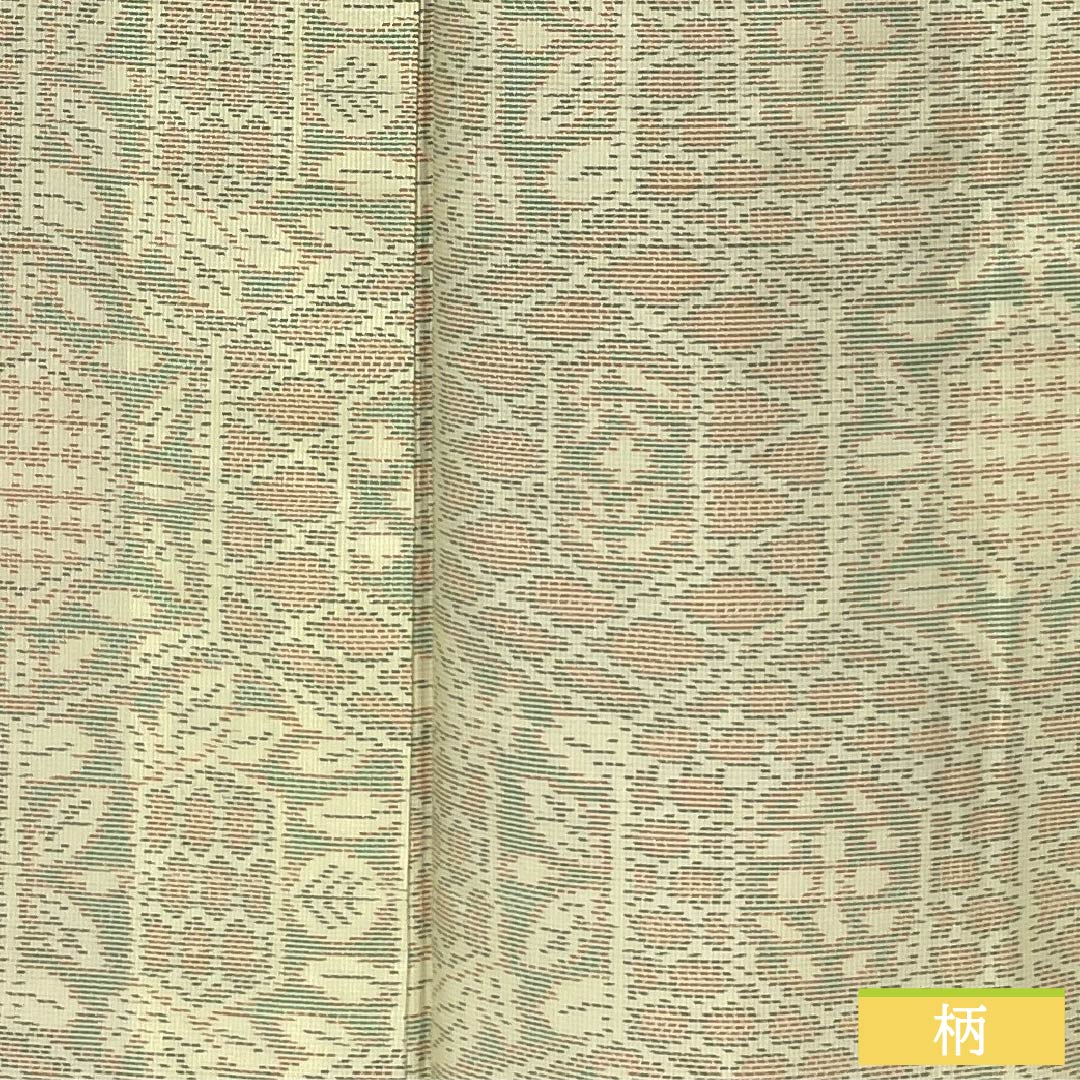 Silk Tsumugi (S-Rank) - Length 157cm, Sleeve Length 61.5cm, Light Yellow (Usukihadairo) - Oshima Tsumugi with Horizontal Double Kasuri Pattern and Abstract Pattern - Lined, Yellowish Colors - Product Code: 1116004592323