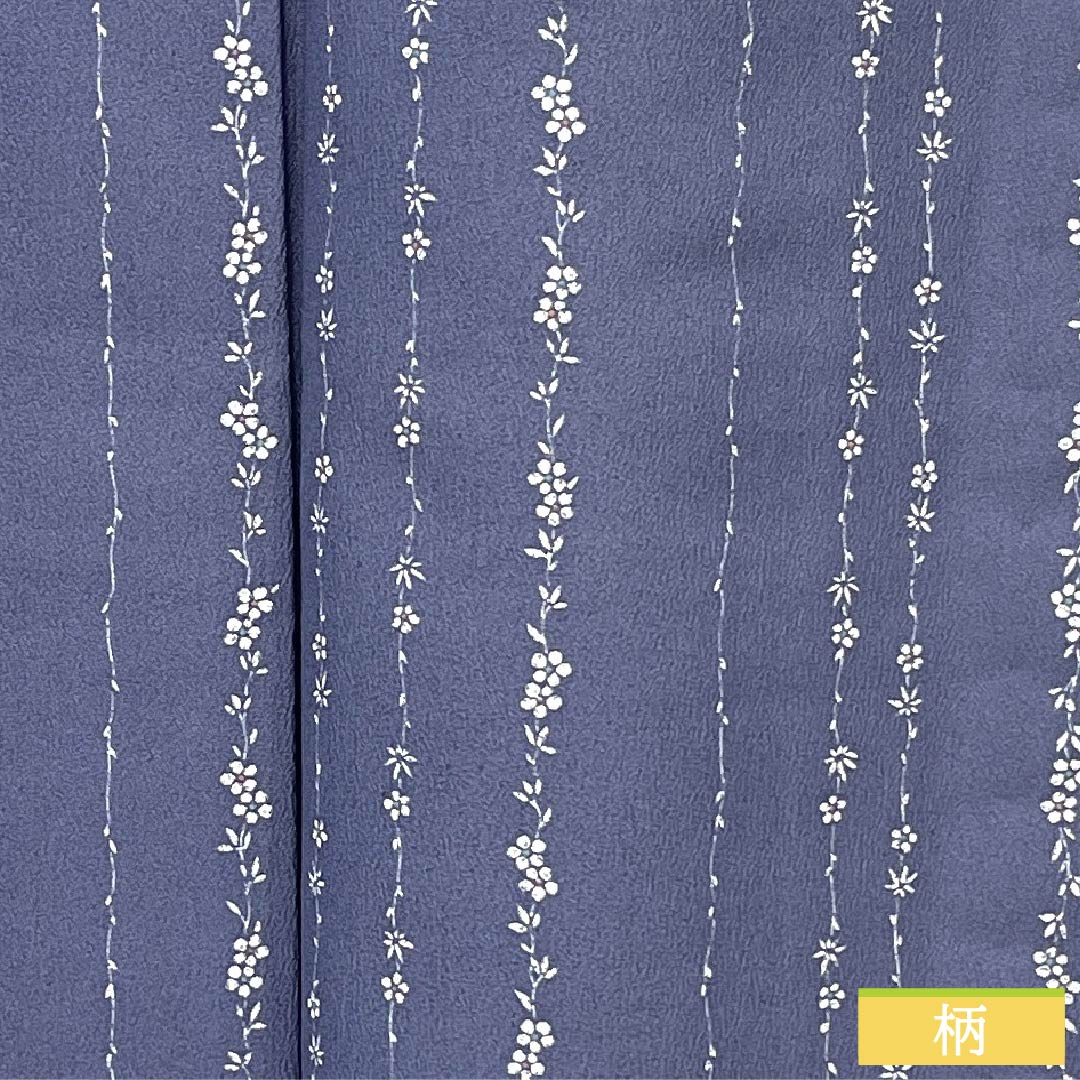 小紋 ポリエステル Aランク 身丈162.5cm 裄丈66cm 単衣 二藍色(ふたあいいろ) 型染 小花 洗える着物 紫系 1115008053420