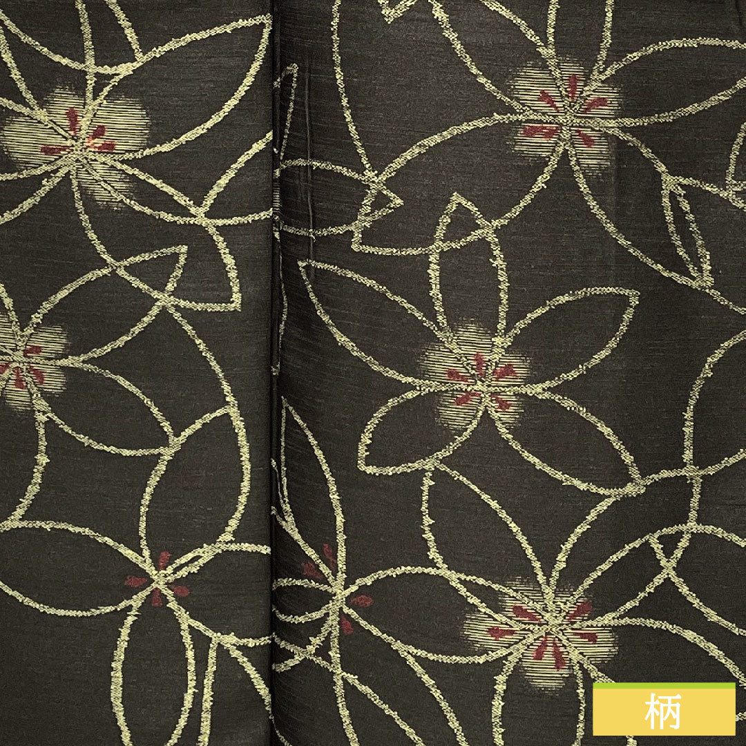 Small pattern, polyester, length 163.5cm, sleeve length 66cm, lined, black oak color, washable kimono, abstract flower, basting thread included, unused, S rank, black, 1115004932410