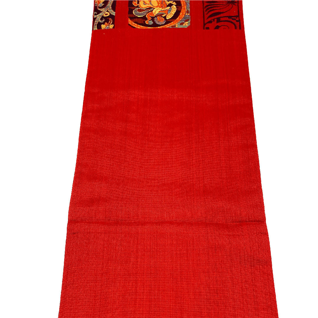 Fukuro Obi with Mural Pattern, Length 428cm, Pure Silk, S Rank, Six-way, Casual, Red, 1123003642312