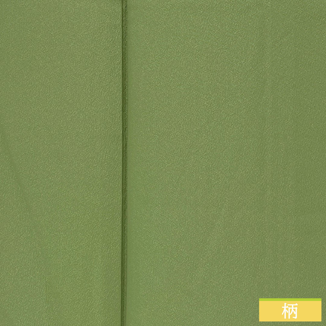 Plain color, pure silk, length 150cm, sleeve length 63cm, Bushukan color, plain color, one crest, corner cut corner with katabami, lined, S rank, green, 1114001802119