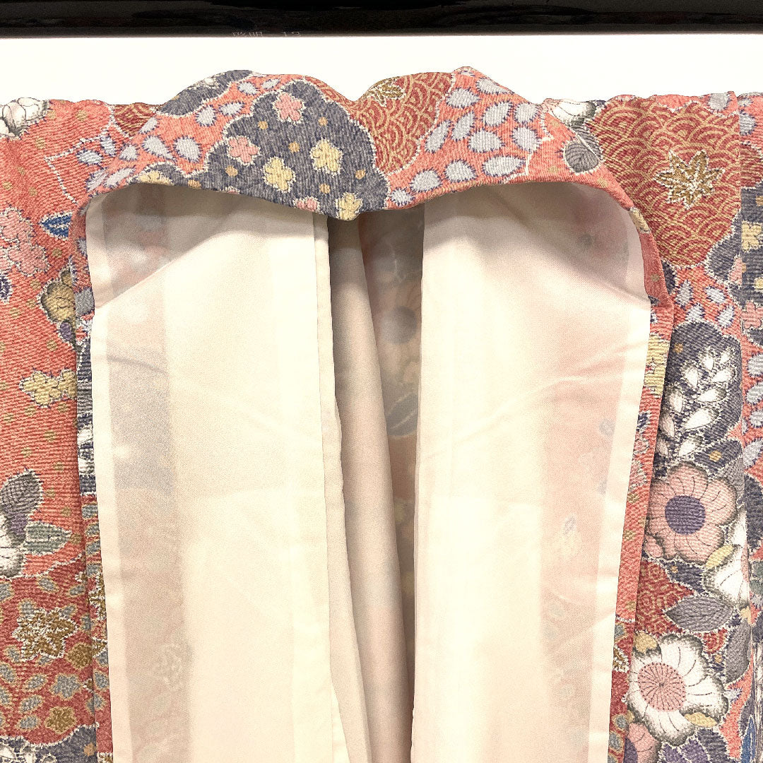 小紋 身丈170cm 裄丈66cm 袷 辻ヶ花 洗える着物 ポリ Sランク ピンク系 1115000752513