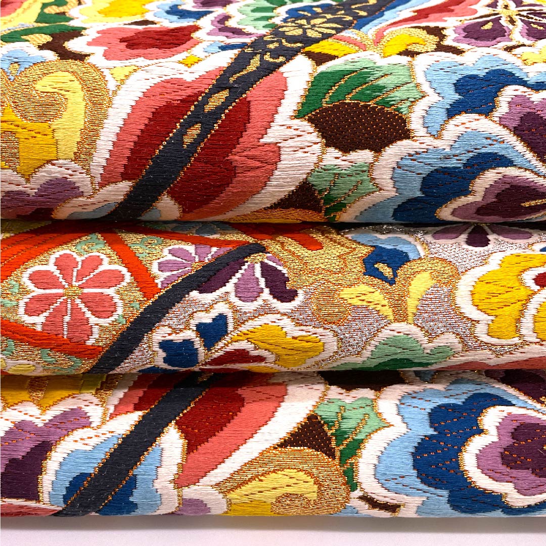 Persimmon-colored Fukuro Obi (Bag Belt) with Phoenix and Drum, Shirayaen Oba, Length 426cm, Pure Silk, A-Rank, Six-pass, Formal, Orange, 1123009763326