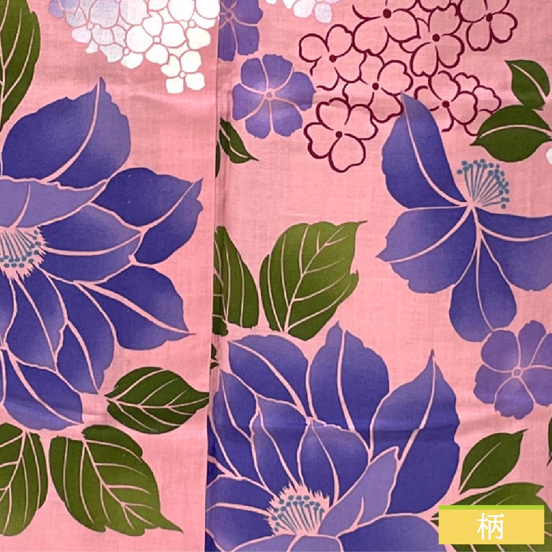 Cotton Yukata, Length 163cm, Sleeve Length 65cm, S Rank, Single Layer, Pink, Medium Crimson Flower Color, Flower Design, 1118006572413