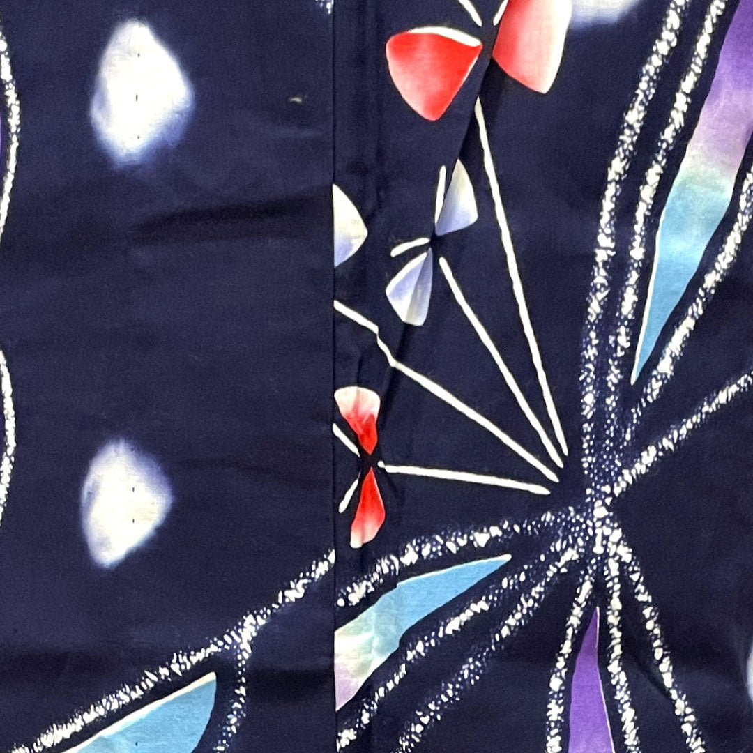 Yukata, dark blue, abstract pattern, cotton, S rank, single layer, length 162cm, sleeve length 66cm, navy blue, 1118003882418