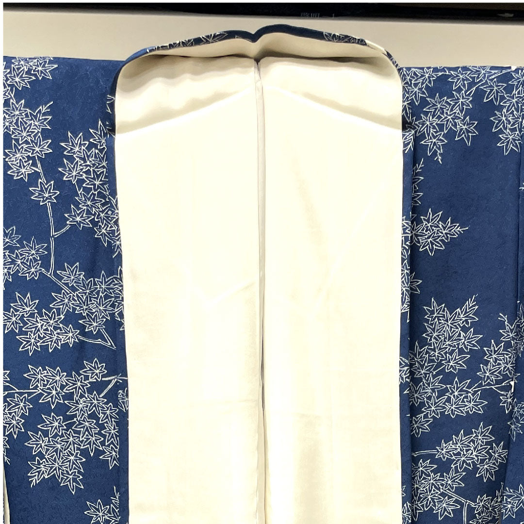 小紋 身丈158cm 裄丈59cm 袷 紺鉄色 紅葉 正絹 Aランク 紺系 1115002693318