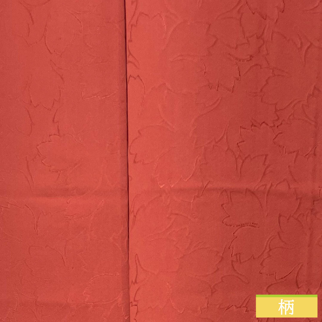Plain color, pure silk, length 158cm, sleeve length 65.5cm, crimson, leaf pattern, ivy, single layer, A rank, red, 1114001503312