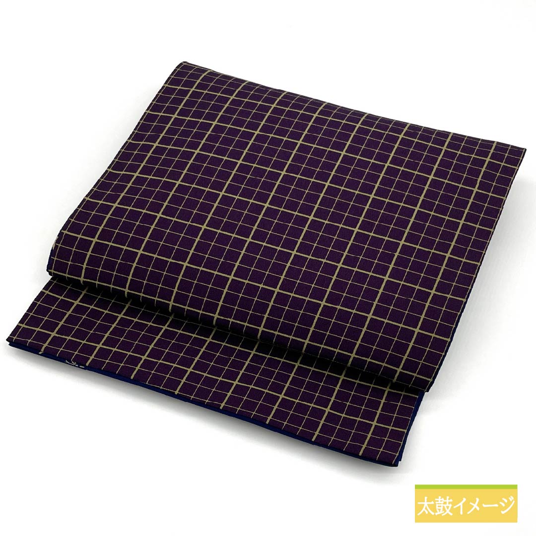 (Kyoto Fukuro Obi) Nagoya Obi, Polyester, Grade A, Rurikon (Blue), Reversible, Dyed Obi with Snow Ring Pattern, Length 396cm, Six-Ply, Casual, Blue, Item Number 1124011033417, Open-Leg Style