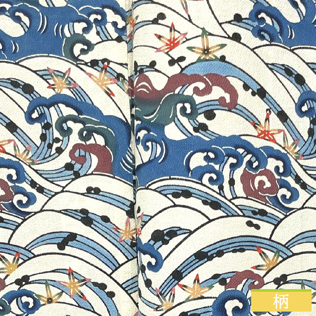 小紋 正絹 身丈157.5cm 裄丈62cm 袷 京紅型 波 Aランク 白系 1115004083311