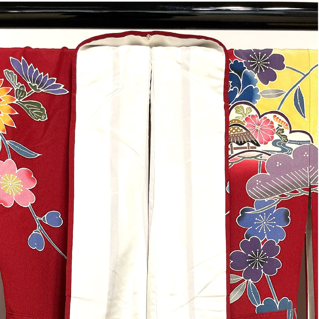 振袖 身丈168cm 裄丈68.5cm 袷 生臙脂色 京紅型 作家物 正絹 Sランク 赤系 1113001222512