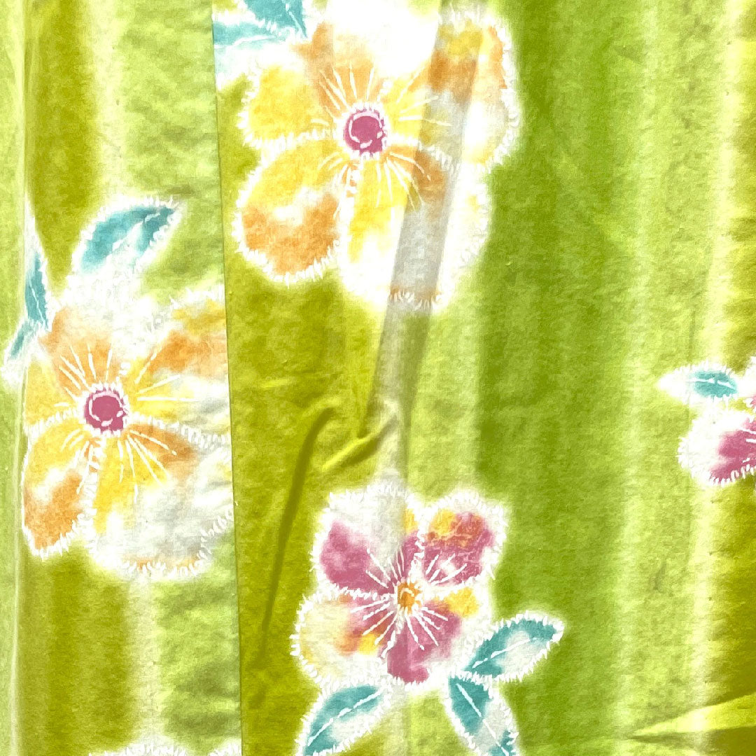 Yukata Abstract Flower Cotton S Rank Single Layer Length 161cm Sleeve Length 67.5cm Green 1118003862419
