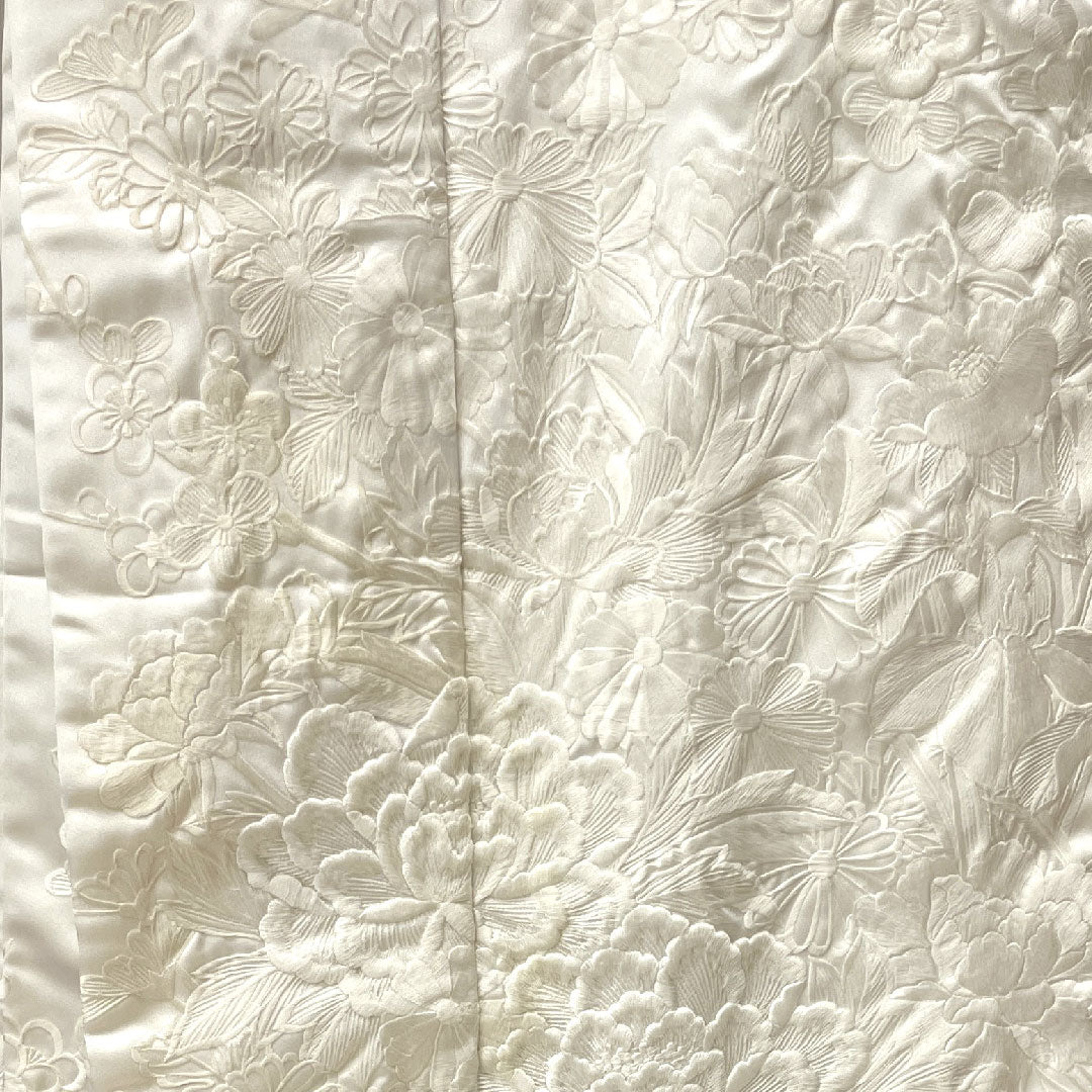 Shiromuku (White Kimono) Length 197cm Embroidery Flower Cart Flower Pattern Polyester B Rank Awase White 1110000524911