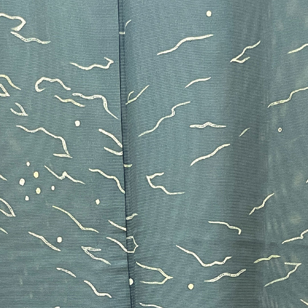 Summer pure silk komon kimono, length 161cm, sleeve length 65cm, Noshime Hanairo (flower color), geometric pattern, silk, S rank, gray 1132001572422