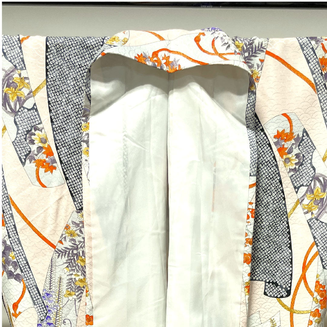 Small pattern, length 170cm, sleeve length 65cm, lined, cherry blossom color, washable kimono, floral pattern, poly, S rank, pink 1115002622613