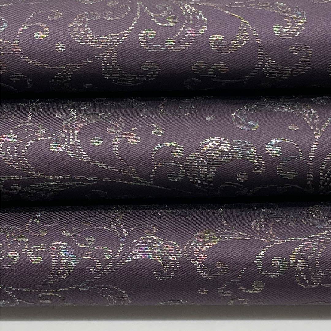 Fukuro Obi (purple raven-colored obi) with a chintz pattern by Kondaya Genbei, obi length 446cm, pure silk, S rank, six-pass, casual, purple, 1123006792320