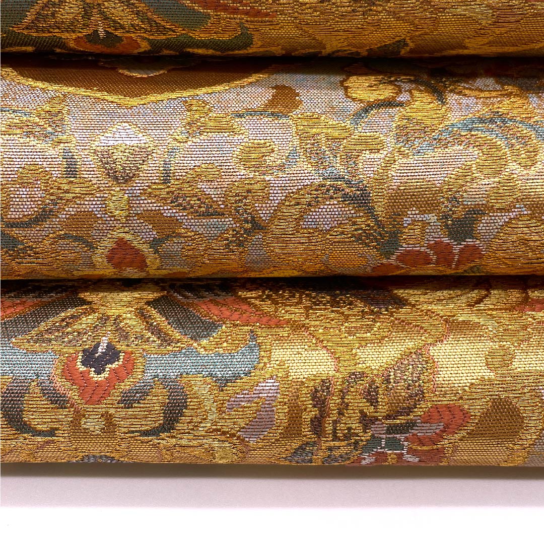 【未仕立】袋帯 正絹 Sランク 金色 献上鳳凰華紋 彫金 まいづる謹製 帯丈440.5cm 六通 フォーマル 金系 1123005992321
