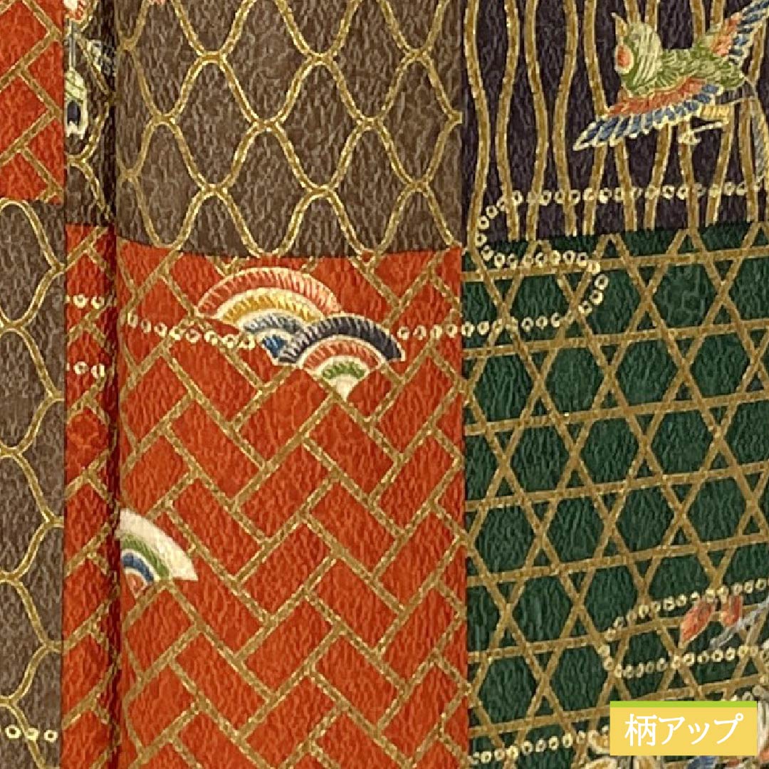 Komon (small pattern) silk, S rank, length 160cm, sleeve length 63cm, lined, Kyoto Yuzen, checkered pattern, classic artist's work, gradient effect, product number 1115006802499