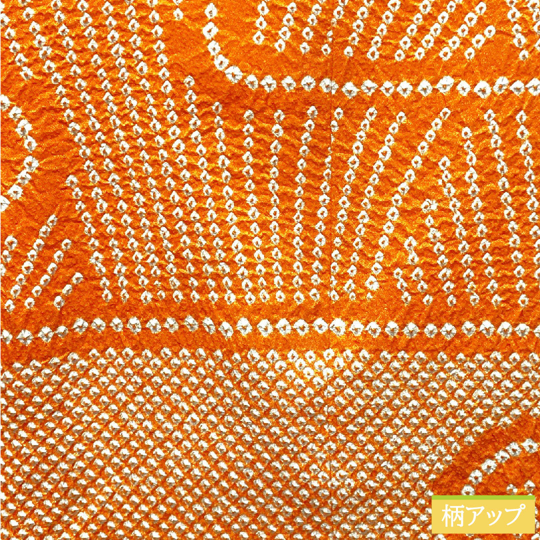 Doyuki coat, polyester, length 83cm, sleeve length 65cm, reddish orange, all-shibori, washable kimono, Kanze-sui, A-rank, lined, vermilion, 1117000673916