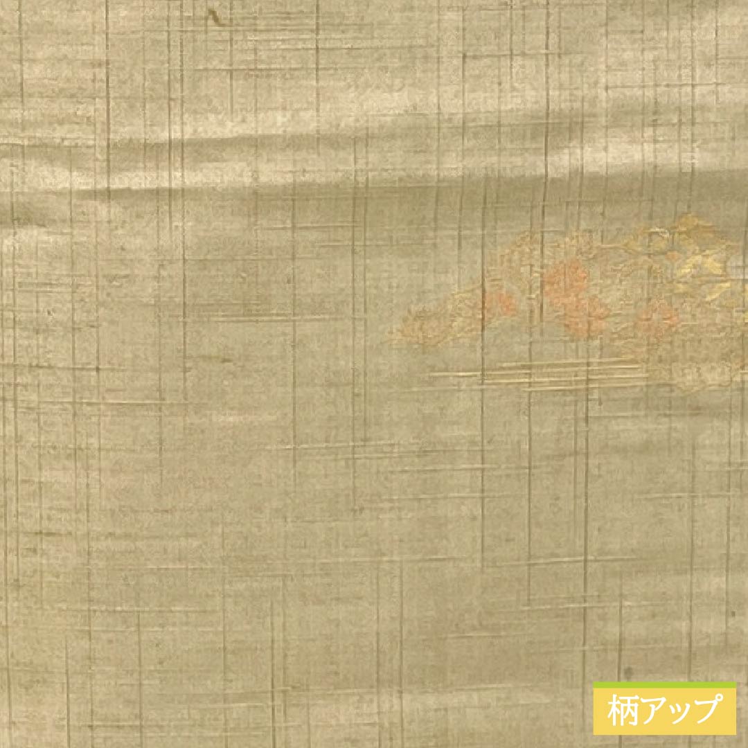Pure silk tsumugi (pongee) kimono, Grade A, length 158cm, sleeve length 63cm, Kare-no-iro (dry field color), stripes, cloud patterns, classic pattern, single layer, beige, product number 1116004273325
