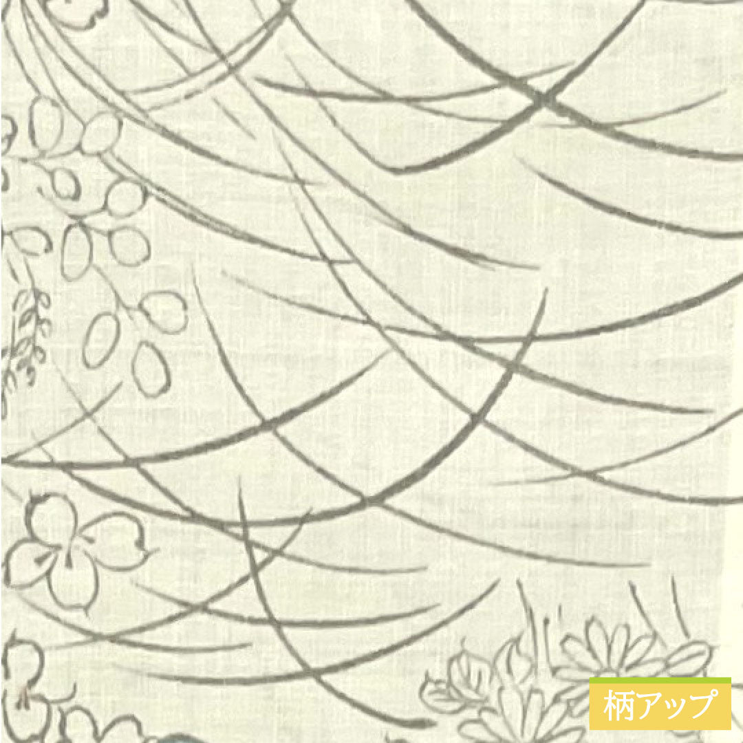 Summer pure silk tsumugi Length 151cm Sleeve length 60.5cm White lily color Floral pattern Gauze S rank Cream color 1132001862215