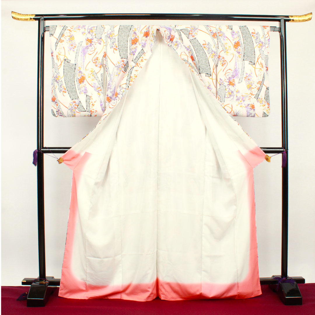 Small pattern, length 170cm, sleeve length 65cm, lined, cherry blossom color, washable kimono, floral pattern, poly, S rank, pink 1115002622613