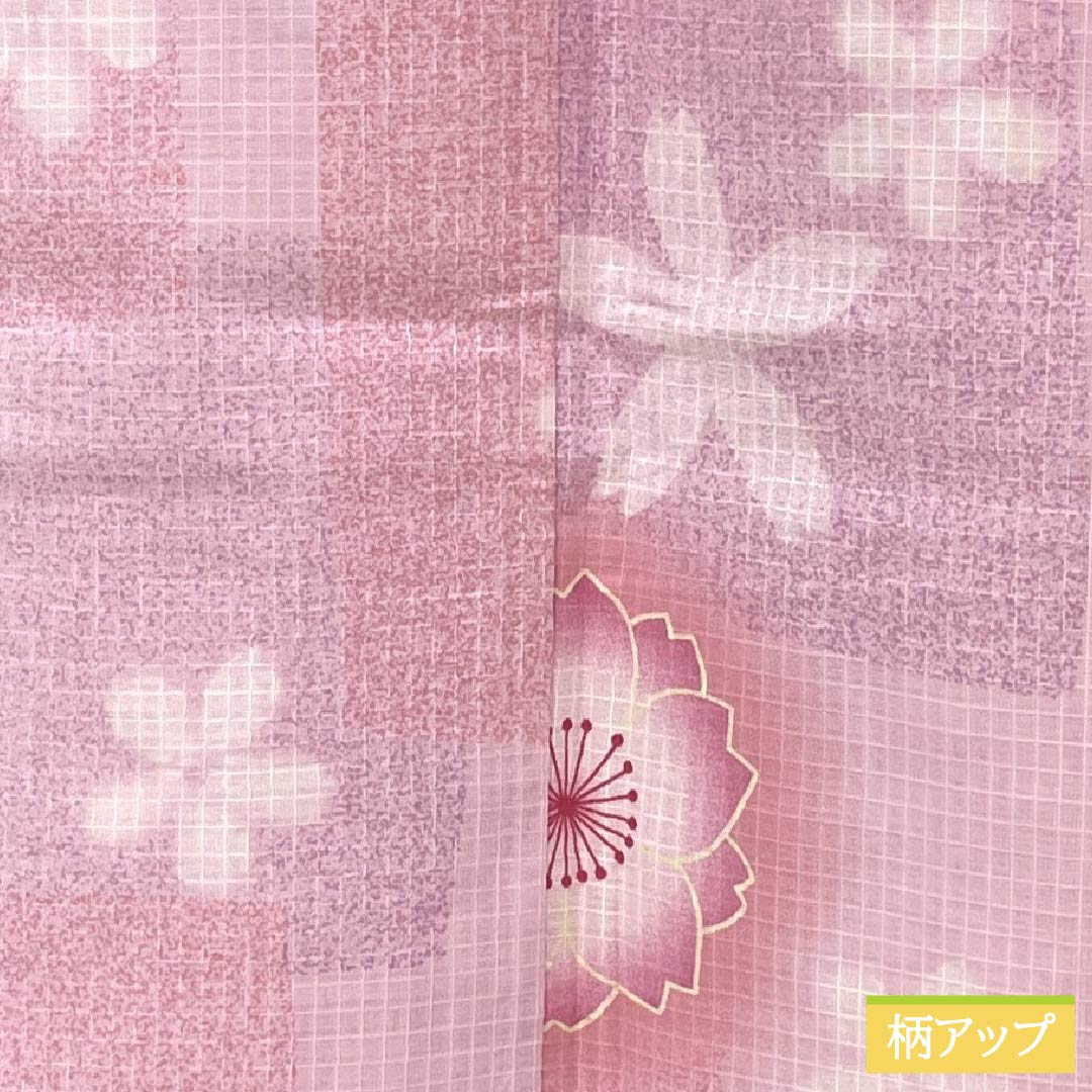 浴衣 木綿 身丈159cm 裄丈65.5cm Bランク 単衣 ピンク系 唐棣色(にわうめいろ) 八重桜 1118006074313