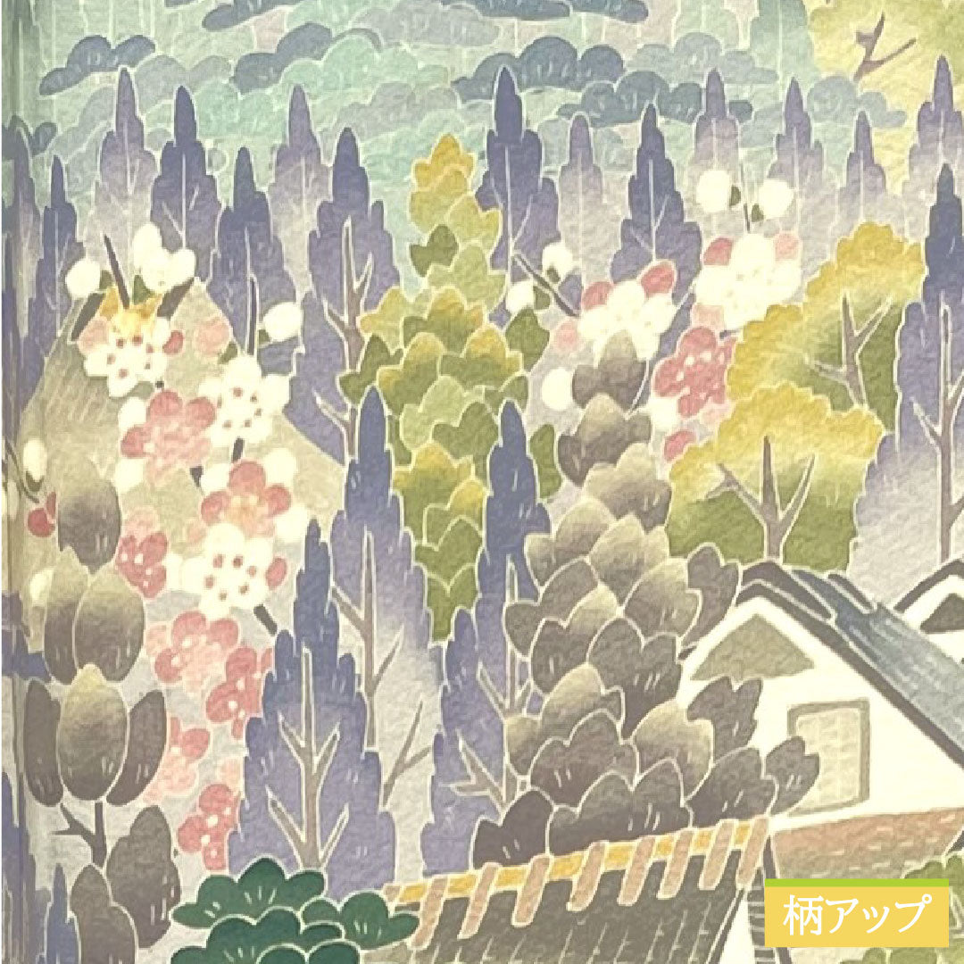 Colored Tomesode, pure silk, length 157cm, sleeve length 63.5cm, lined, tin color, landscape pattern, three crests, ivy, artist's work, Hida Takayama, pearl tone finish, A rank, gray, 1111001363322