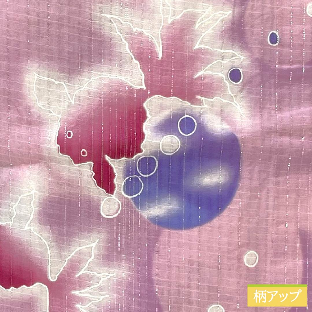Cotton Yukata, Length 165cm, Sleeve Length 68cm, S Rank, Single Layer, Pink, Saffron Blue, Goldfish Design, Silver Thread, Item Number 1118006422513