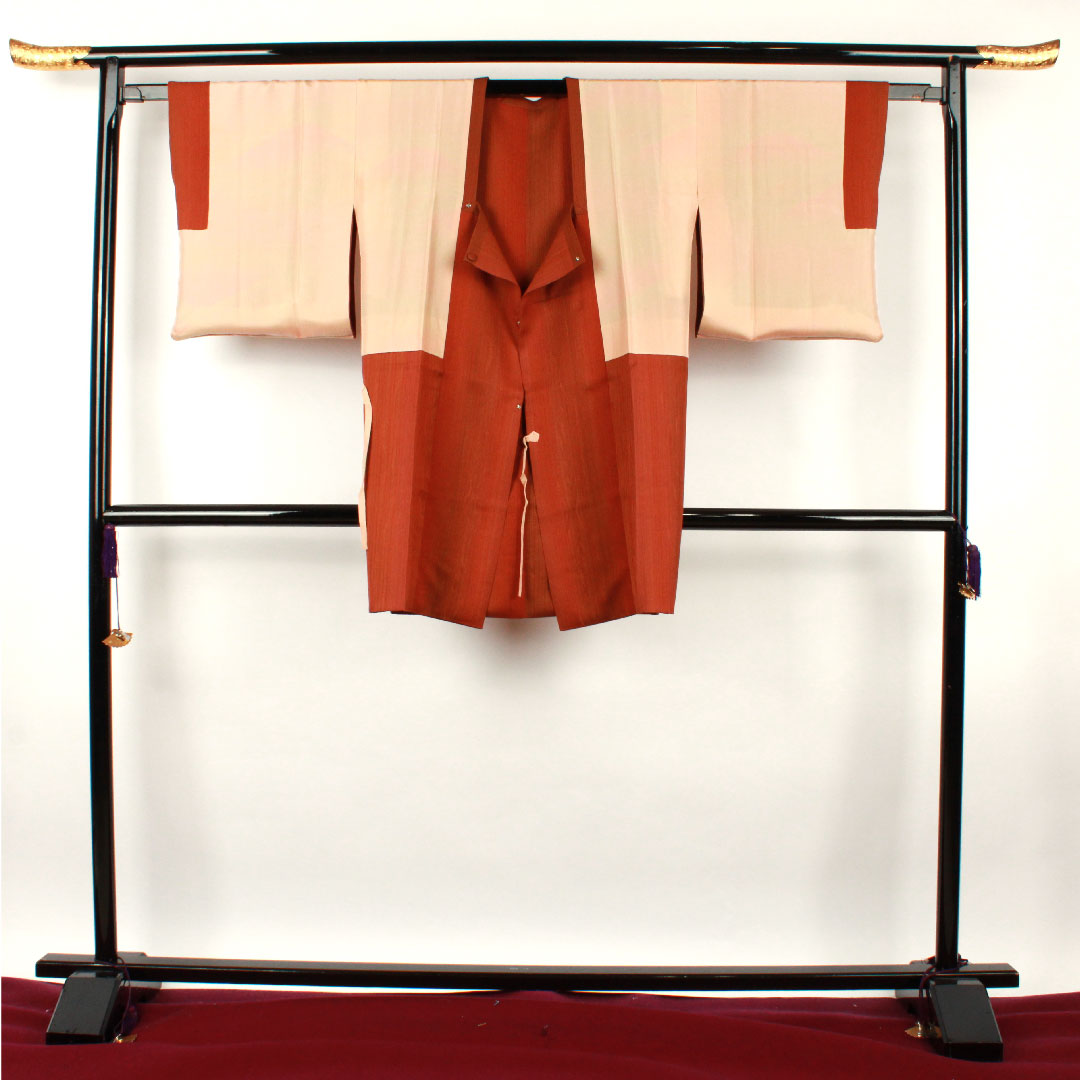 Michiyuki coat, length 93cm, sleeve length 63.5cm, birch color, blurred pattern, pure silk, A rank, lined, brown, 1117000503914