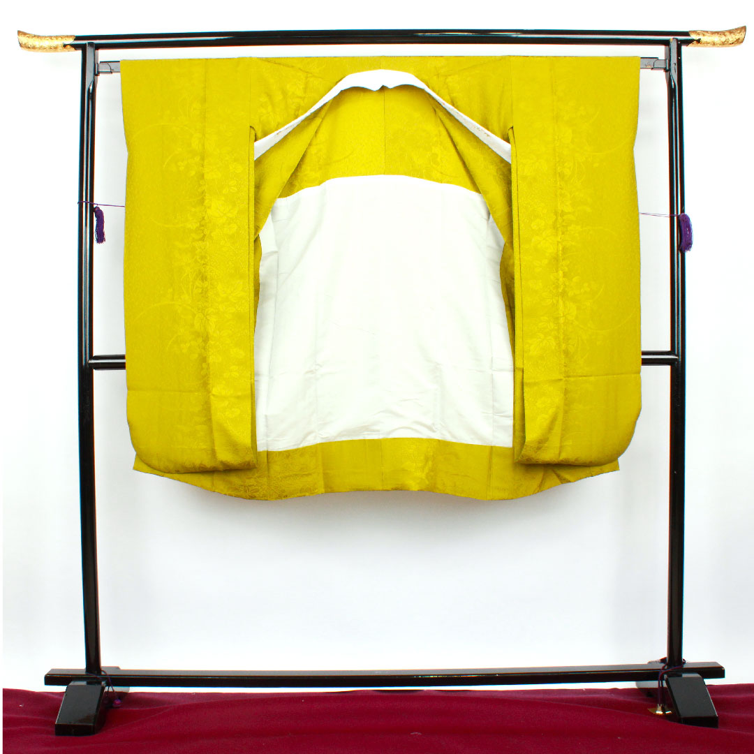長襦袢 正絹 身丈115.5cm 裄丈66cm 単衣 朽葉色 振袖用 草花模様 Sランク 緑系 1129000302119