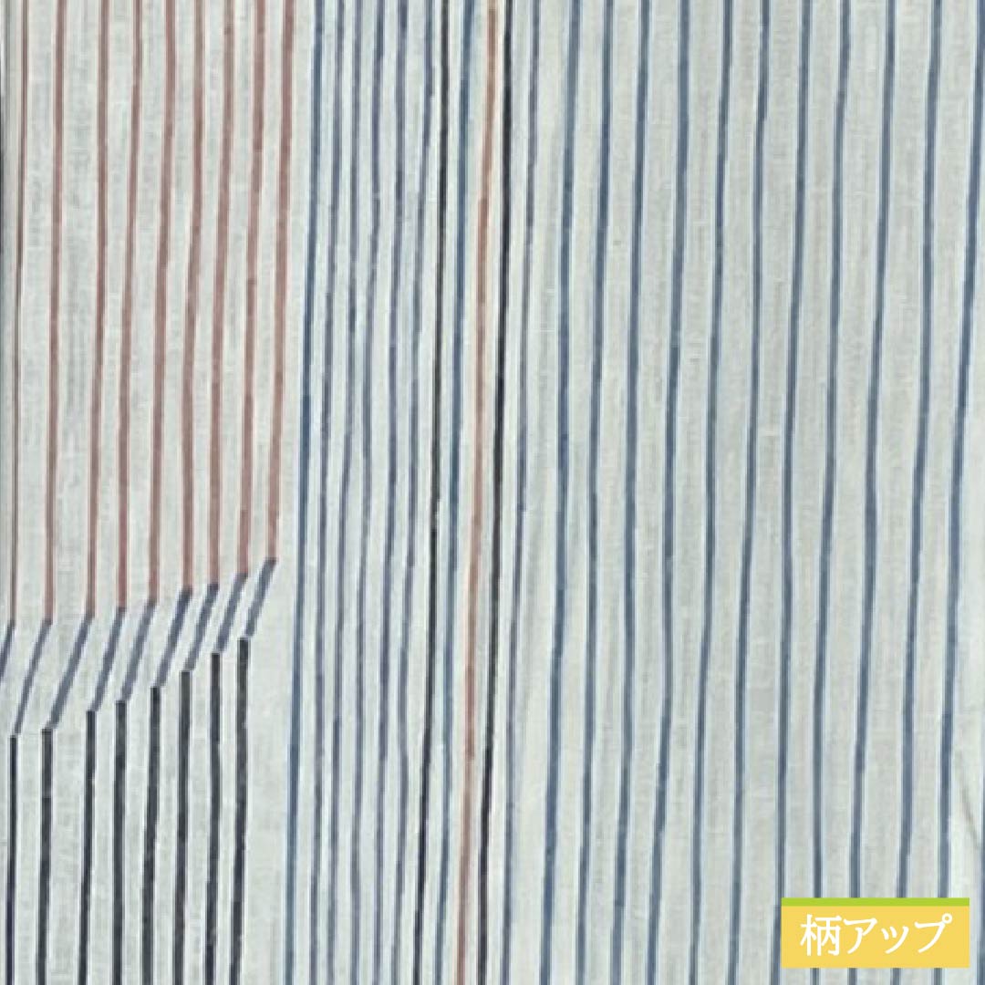 Summer polyester komon kimono, length 157.5cm, sleeve length 64.5cm, striped, washable, embroidered, gauze, S rank, white, 1132002552311