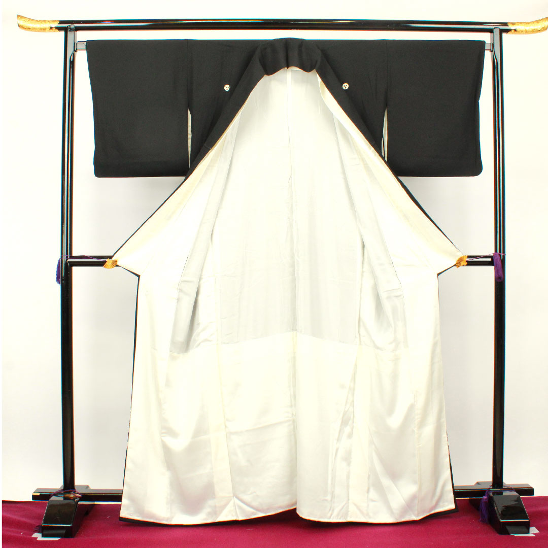 黒留袖 身丈164.5cm 裄丈63cm 袷 京友禅 吉祥文様 九枚笹 正絹 Sランク 五つ紋 黒系 1111000612410