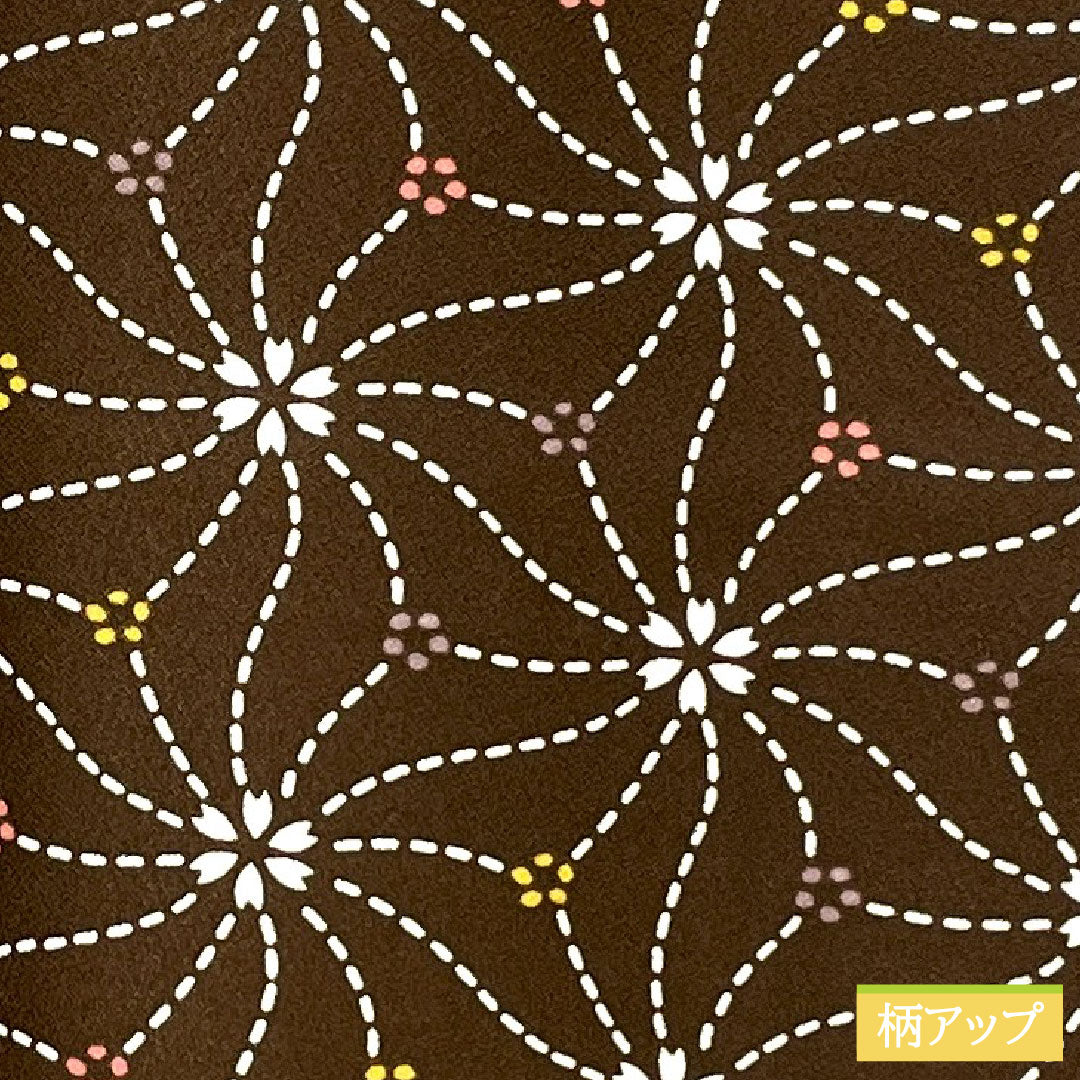 Komon (small pattern) polyester kimono, S rank, length 165cm, sleeve length 64.5cm, lined, earth-black (tsuchiguroiro) color, washable, cherry blossom petal pattern, basting thread included, unused, brown, 1115007642514